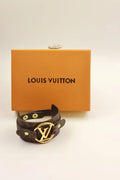LOUIS VUITTON Circle Bracelet Black Leather