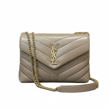 Saint Laurent | Loulou Small Chain Bag In Taupe Or Beige Calfskin Leather